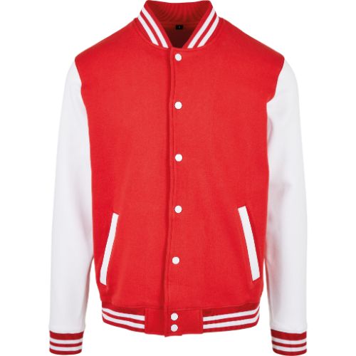 Build Your Brand Basic Basic College Jacket Red/White